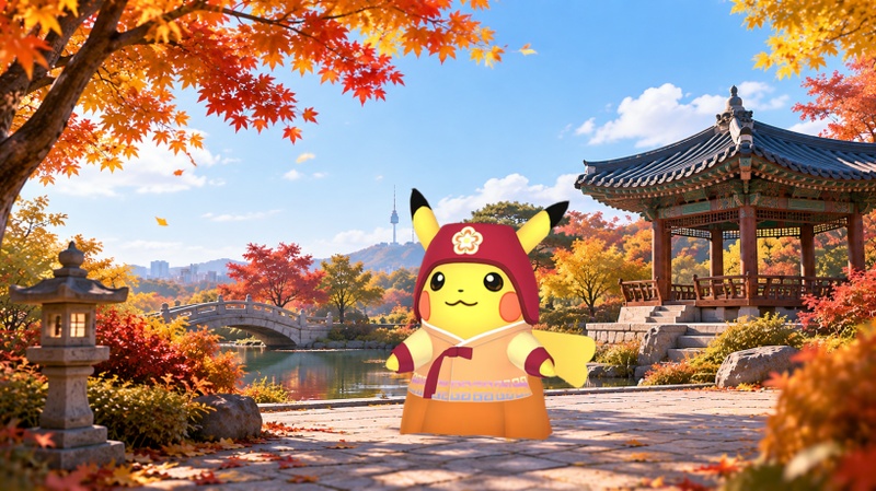 Pikachu con Hanbok Naranja en Pokémon GO